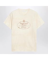 Prada - Ivory T-Shirt With Logo Print - Lyst