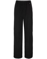Herno - Wide-Leg Flannel-Effect Trousers With Elasticated Waistband - Lyst