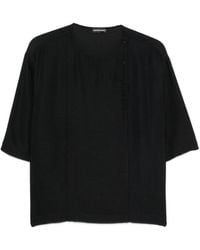 Emporio Armani - Button-Detail Round-Neck Blouse - Lyst