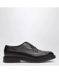 Doucal's - Dark Leather Derby Shoes With Brogue Detailing - Lyst