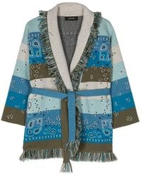 Alanui - Striped Bandana-Print Jacquard Cardigan - Lyst