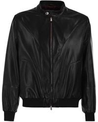 Brunello Cucinelli - Shiny Nappa Leather Pilot Jacket - Lyst