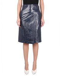 Bottega Veneta - Elegant Leather Midi Skirt - Lyst