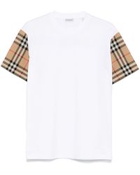 Burberry - Check Cotton T-Shirt - Lyst