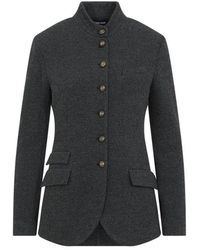 Giorgio Armani - Fantasia Grigio Nero Wool Blazer - Lyst
