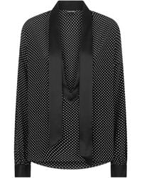 Tom Ford - Polka-Dot Silk Crepe Blouse With Tuxedo Details - Lyst