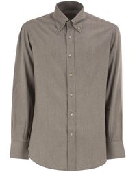 Brunello Cucinelli - Cotton And Lyocell Button-Down Shirt - Lyst