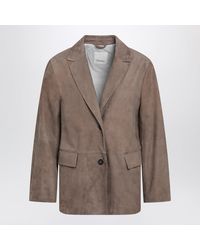 Max Mara - Single-Breasted Hazelnut Suede Jacket - Lyst