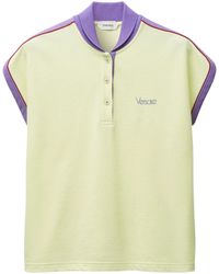 Versace - Cotton Piqué Polo Shirt With Embroidered Logo - Lyst