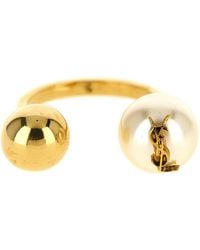 Saint Laurent - 'Cassandre' Ring With Pearl And Sphere - Lyst