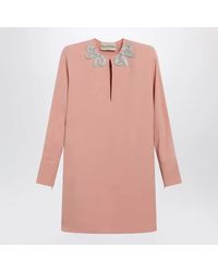 Valentino - Silk Short Dress With Embroidered Bows - Lyst