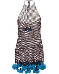 Alaïa - Alaia Halter Dress Floral Crochet Knit - Lyst