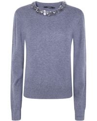 Seventy - Round Neck Sweater With Appliques - Lyst