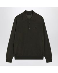 Prada - Military Combed Wool Polo Shirt - Lyst