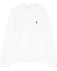 Ami Paris - De Coeur Monogram Long-Sleeve Organic-Cotton T-Shirt - Lyst