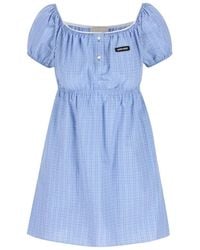 Miu Miu - Plaid-Pattern Popeline Mini Dress - Lyst
