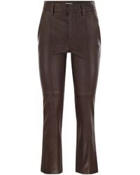 Brunello Cucinelli - Stretch Nappa Leather Square Cigarette Trousers With Jewellery - Lyst