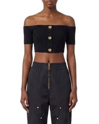 Elisabetta Franchi - Cropped Tricot Top - Lyst