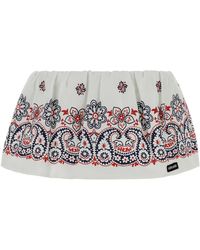 Miu Miu - Cotton Blend Mini Skirt - Lyst