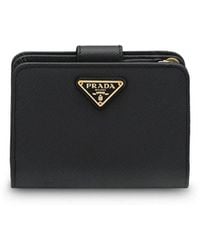 Prada - Saffiano Leather Small Wallet Logo - Lyst
