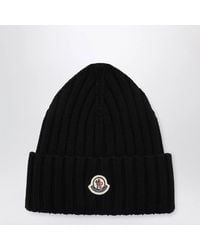 Moncler - Cable-Knit Wool Beanie With Logo - Lyst