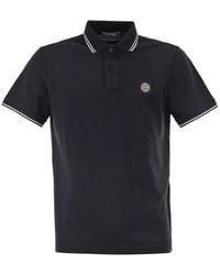 Stone Island - Slim Fit Short Sleeve Polo Shirt With Compass Patch - Lyst