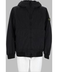 Stone Island - Giacca Bomber Con Patch Logo E Cappuccio - Lyst