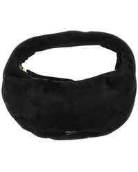 KHAITE - Mini Hobo Bag Made From Soft Suede Leather With Integrated Handle To Carry By Hand. -Tone Mini Logo Print - Lyst