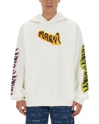 Marni - Hooded Sweatshirt With Bold Logo - Lyst