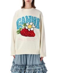 Ganni - Oversized Strawberry Jumper - Lyst