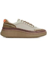 Chloé - Nama Whipstitch-Trim Fluted-Sole Sneakers - Lyst