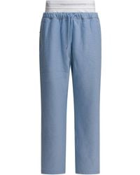 Alexander Wang - Wide Leg Sweatpant W/ Logo Elastic Exposed Brief Trousers Blue - Lyst