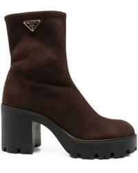 Prada - Logo-Plaque Chunky-Sole Boots - Lyst