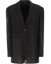 Brunello Cucinelli - Single-Breasted Viscose And Linen Jacket With Transparent Insert - Lyst