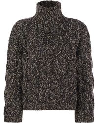 Brunello Cucinelli - Soft Wool, Cashmere And Mohair Turtleneck Sweater With Braided Design - Lyst