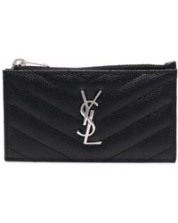 Saint Laurent - Logo-Plaque Quilted Wallet - Lyst
