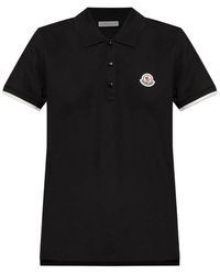 Moncler - Logo Patch Cotton Pique Polo Shirt Clothing - Lyst