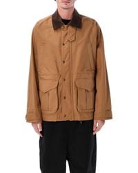 Junya Watanabe - Work Jacket With Corduroy Collar And Check Panel - Lyst