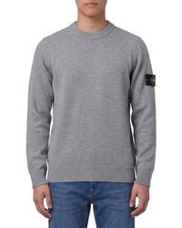 Stone Island - Crew-Neck Jumper With Reverse Stitch Details - Lyst