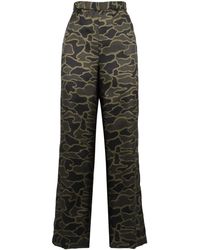 Aspesi - Aspesi Camouflage-Printed Silk Trousers - Lyst
