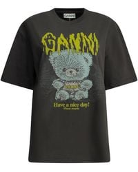 Ganni - "Forest Teddy" Crew-Neck T-Shirt - Lyst