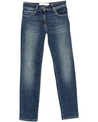 Elisabetta Franchi - Faded-Effect Embroidered-Logo Jeans - Lyst