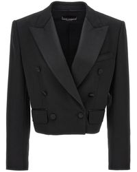 Dolce & Gabbana - Dolce & Gabbana 'Tuxedo' Crop Blazer - Lyst