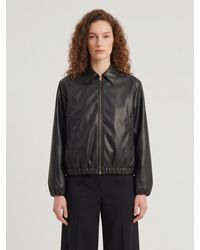 SUTTON NEW YORK - Faux Leather Cropped Bomber - Lyst