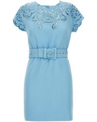 Ermanno Scervino - Lace-Detail Mini Dress With Round Neckline - Lyst
