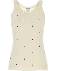 Bottega Veneta - Ivory Cotton Blend Tank Top - Lyst
