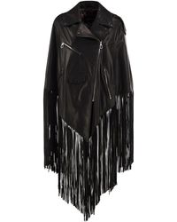 Lou Andrea - Leather Biker Jacket With Fringes - Lyst
