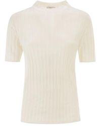 Peserico - Short-Sleeved Ribbed Woollen Jumper - Lyst