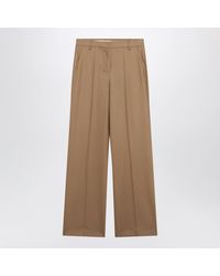 Max Mara - Regular Fit Camel Wool Trousers - Lyst