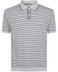 Nuur - Two Tone Striped Short Sleeved Polo Neck T-Shirt - Lyst